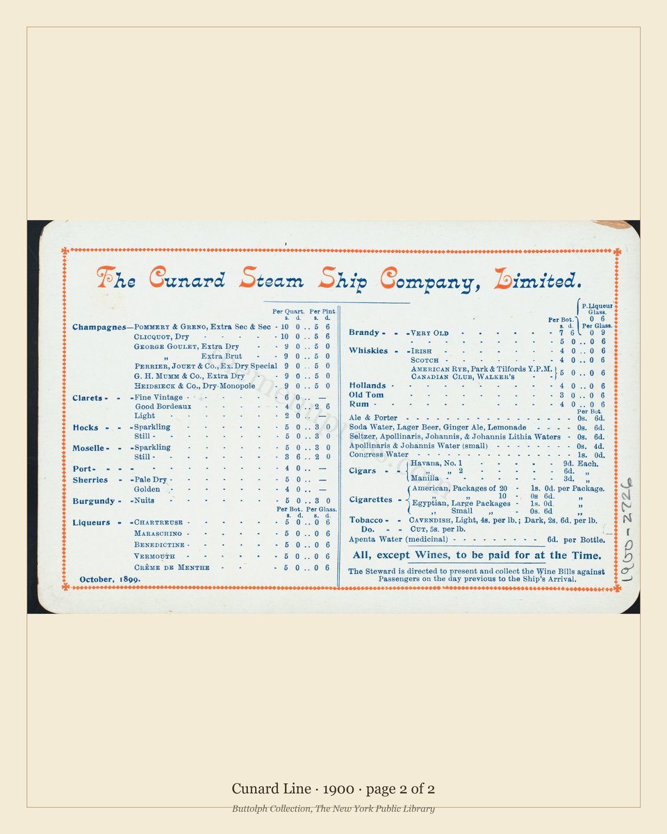 Vintage menu — page 2 of 2