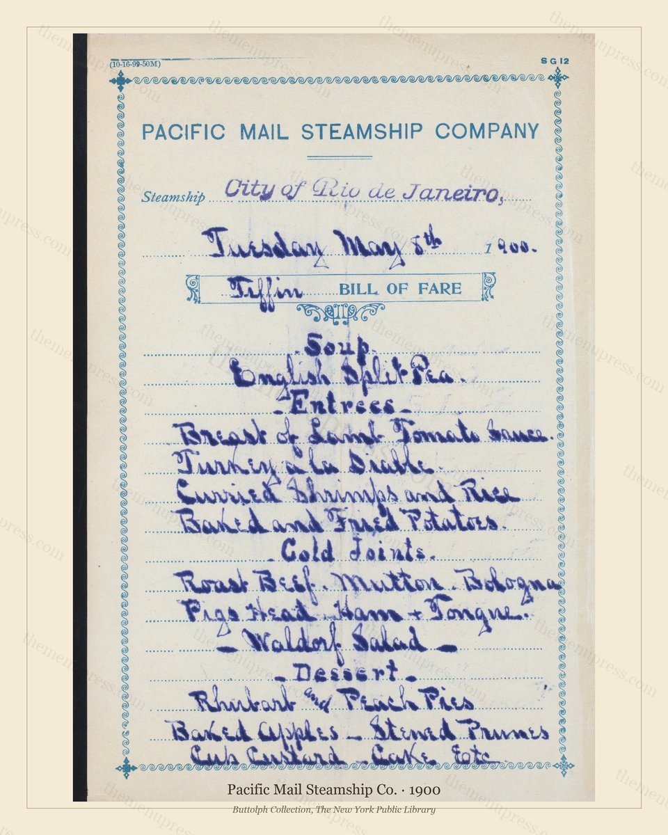 Vintage menu preview — Pacific Mail Trio — 3 Vintage Transpacific Menus
