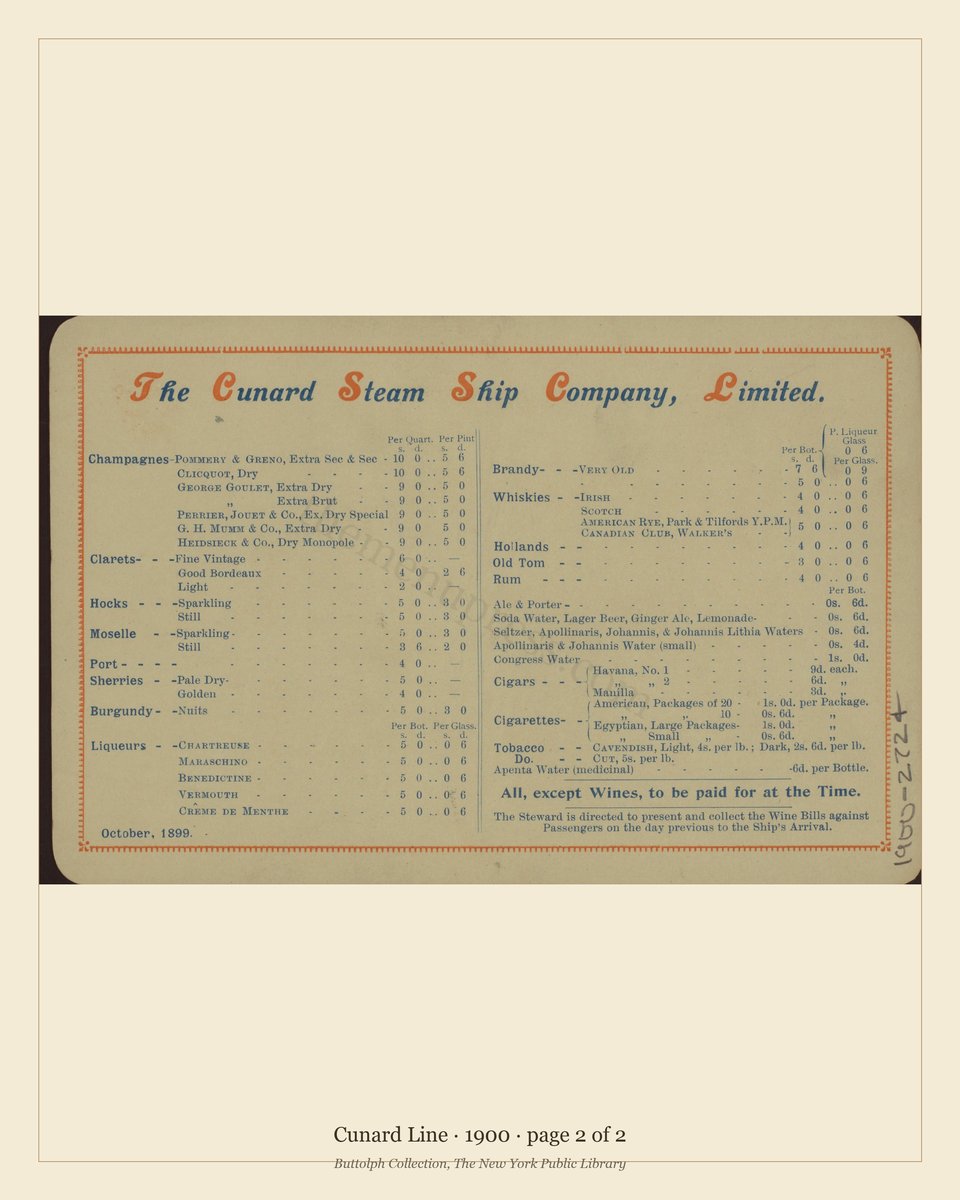 Vintage menu — page 2 of 2