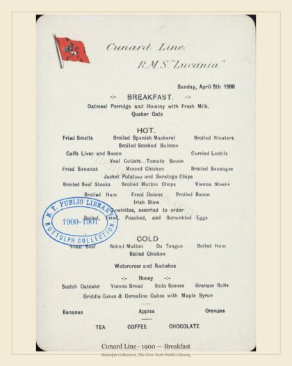 Cunard Line · 1900 — Breakfast