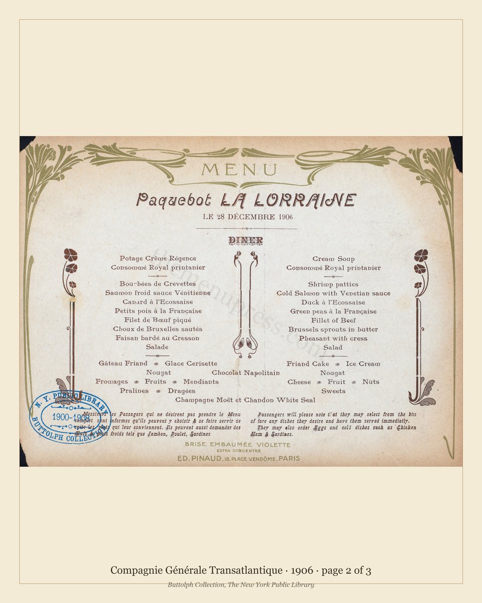 Vintage menu — page 2 of 3