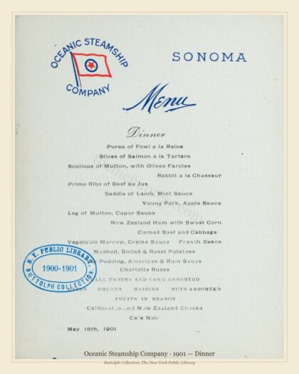 Oceanic Steamship Company · 1901 — Dinner