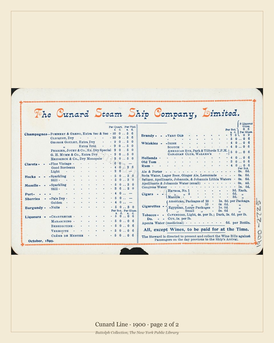 Vintage menu — page 2 of 2