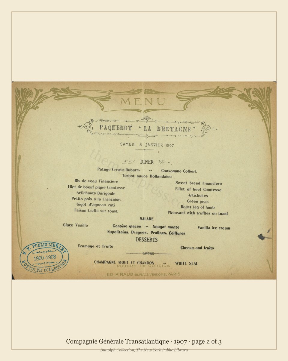 Vintage menu — page 2 of 3