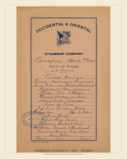 Occidental & Oriental SS Co. · 1900 — Breakfast