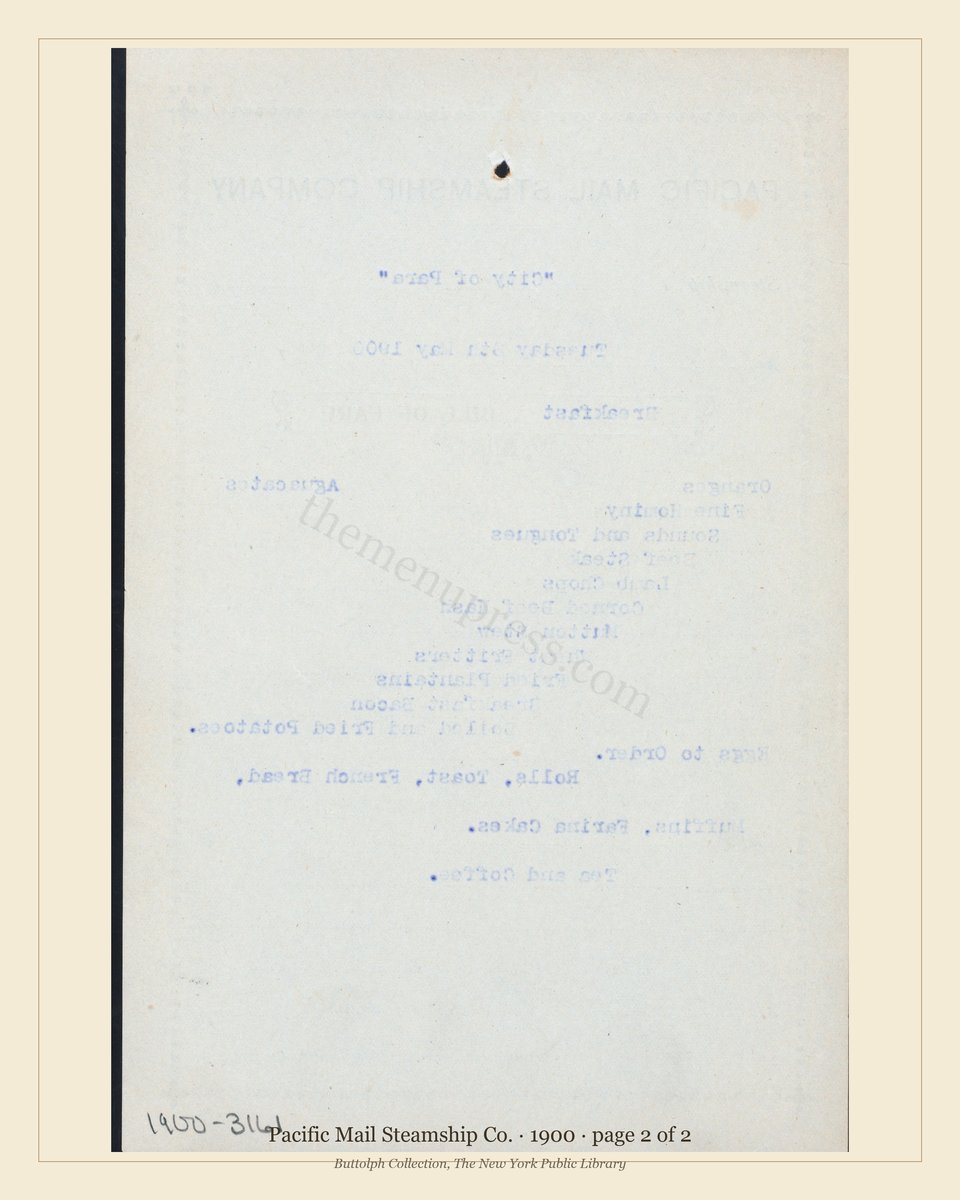 Vintage menu — page 2 of 2