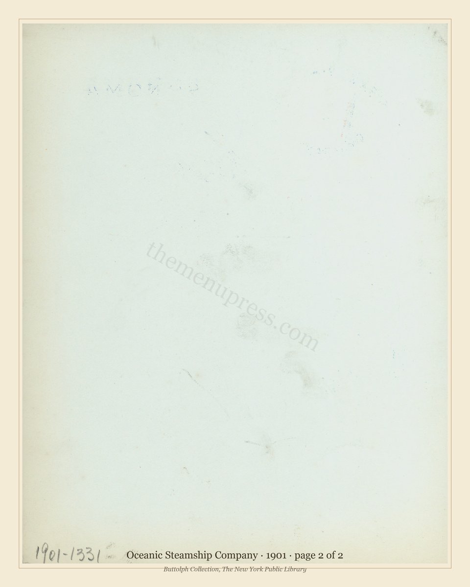 Vintage menu — page 2 of 2
