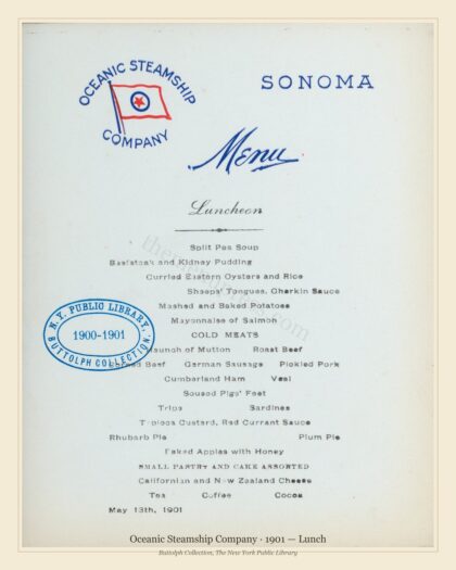 Oceanic Steamship Company · 1901 — Lunch