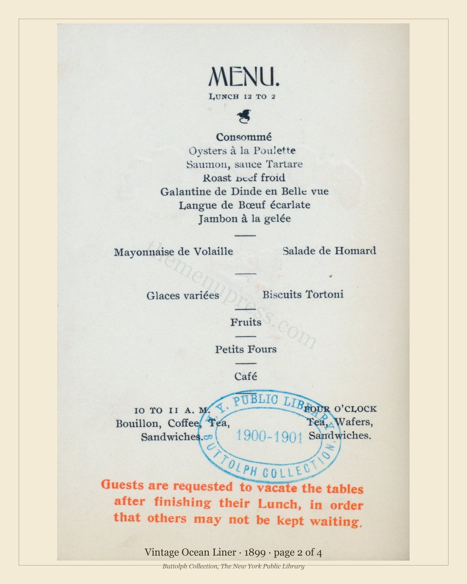 Vintage menu — page 2 of 4