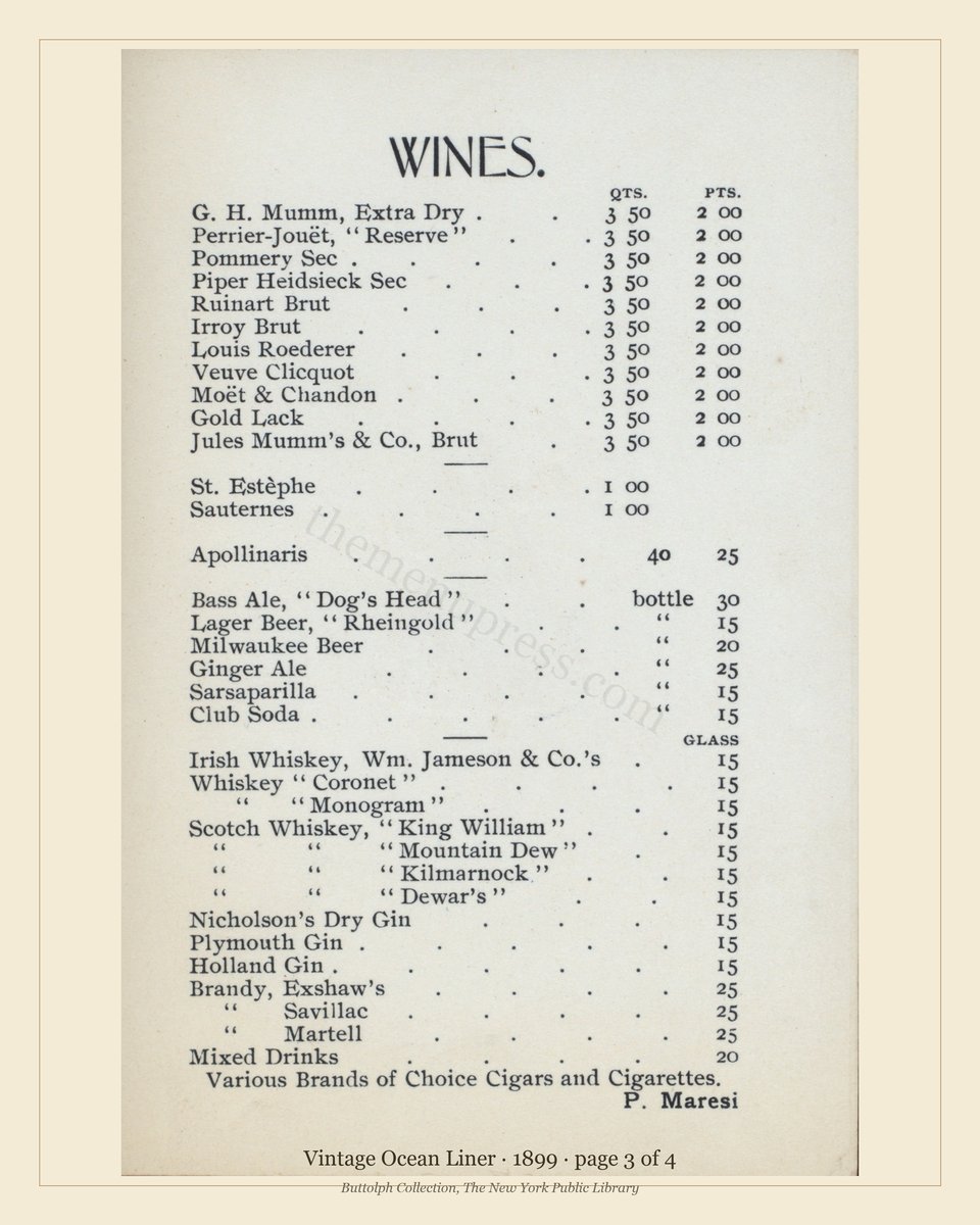 Vintage menu — page 3 of 4