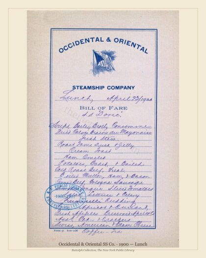 Occidental & Oriental SS Co. · 1900 — Lunch