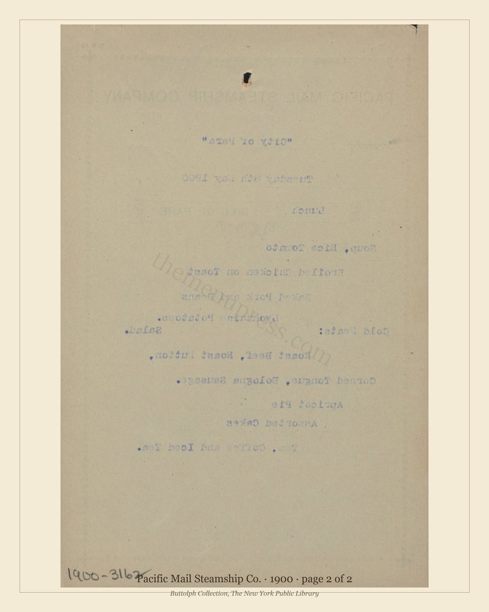 Vintage menu — page 2 of 2