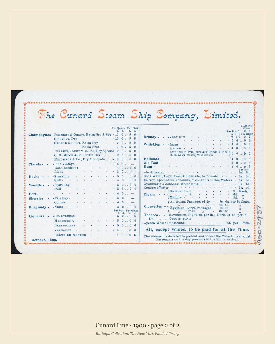 Vintage menu — page 2 of 2