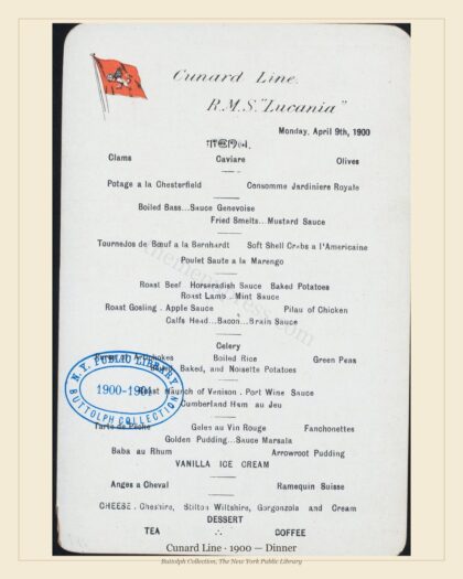 Cunard Line · 1900 — Dinner