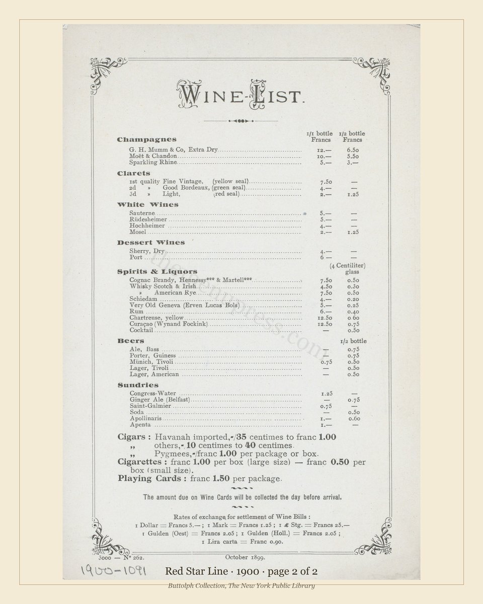 Vintage menu — page 2 of 2