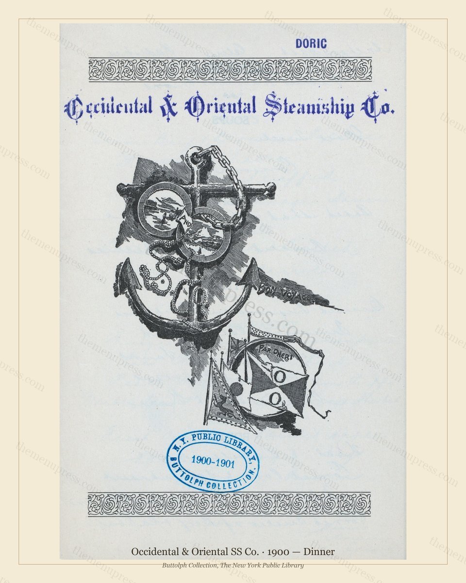 Vintage menu preview — 1900 Vintage Dinner Menu — Occidental & Oriental SS Co., Transatlantic Ocean