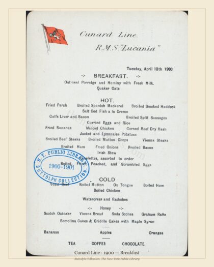 Cunard Line · 1900 — Breakfast
