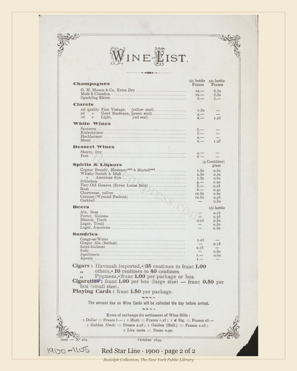 Vintage menu — page 2 of 2