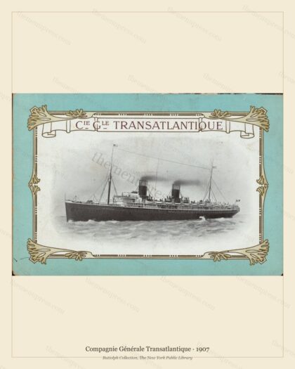 Vintage menu preview — 1907 Vintage Menu Menu — Compagnie Générale Transatlantique, Transatlantic Ocean