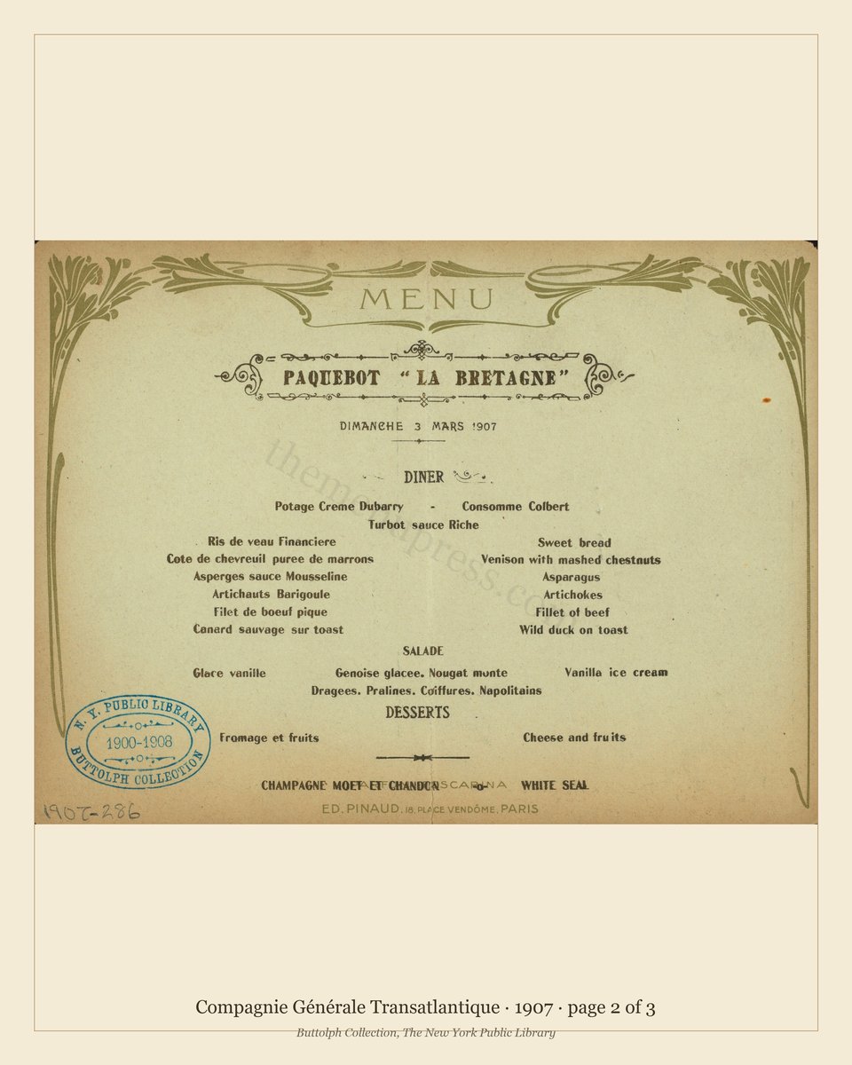 Vintage menu — page 2 of 3