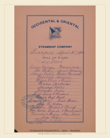Occidental & Oriental SS Co. · 1900 — Breakfast