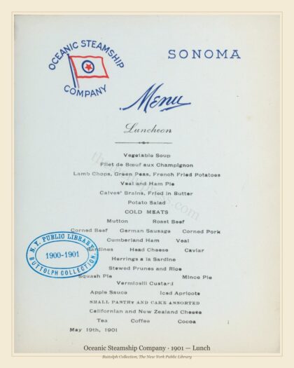 Oceanic Steamship Company · 1901 — Lunch