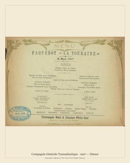 Compagnie Générale Transatlantique · 1907 — Dinner