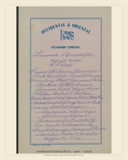 Occidental & Oriental SS Co. · 1900 — Lunch