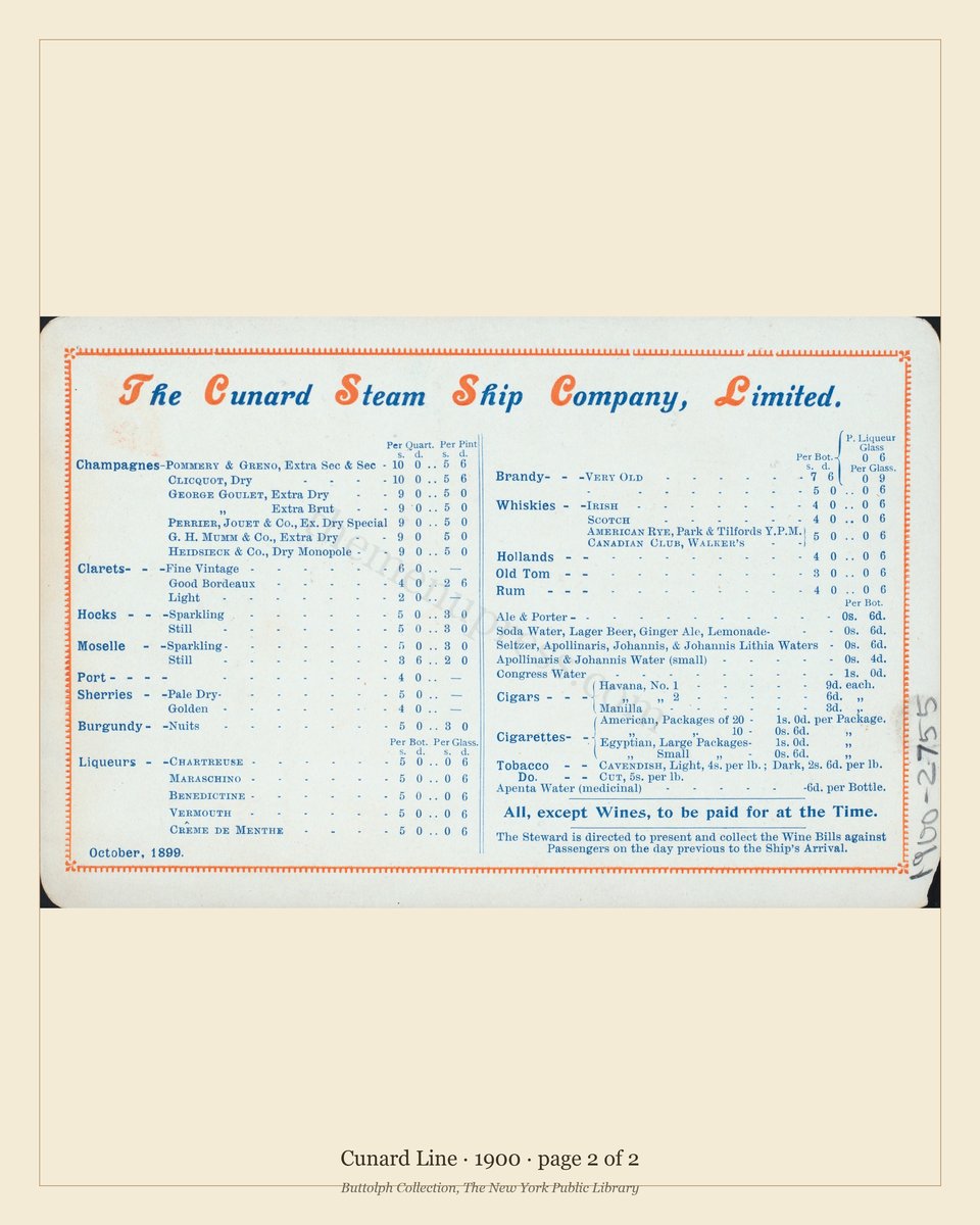 Vintage menu — page 2 of 2
