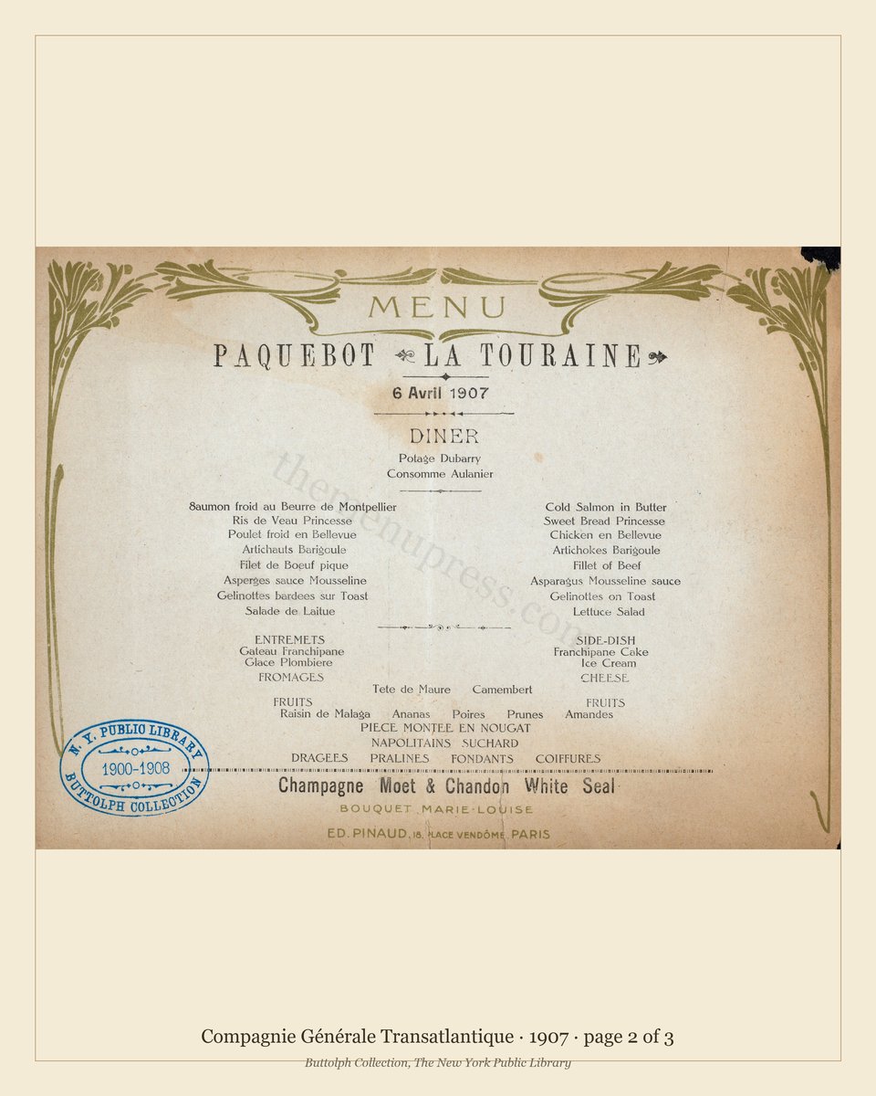 Vintage menu — page 2 of 3