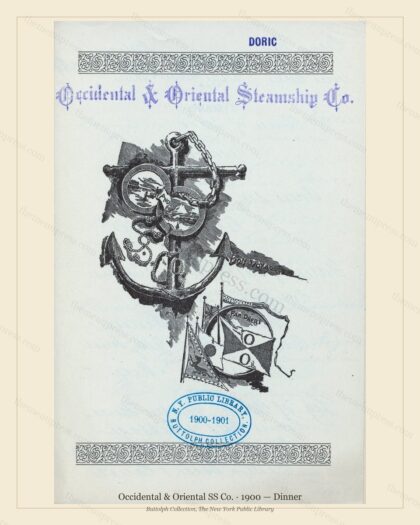 Vintage menu preview — 1900 Vintage Dinner Menu — Occidental & Oriental SS Co., Transatlantic Ocean