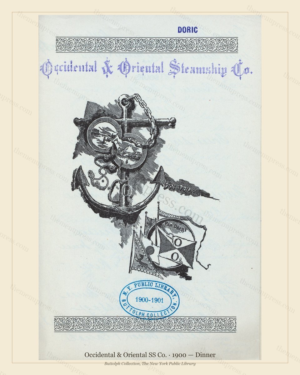 Vintage menu preview — 1900 Vintage Dinner Menu — Occidental & Oriental SS Co., Transatlantic Ocean