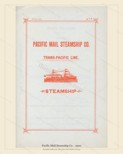 Vintage menu preview — 1900 Vintage Menu Menu — Pacific Mail Steamship Co., Transatlantic Ocean Liner C