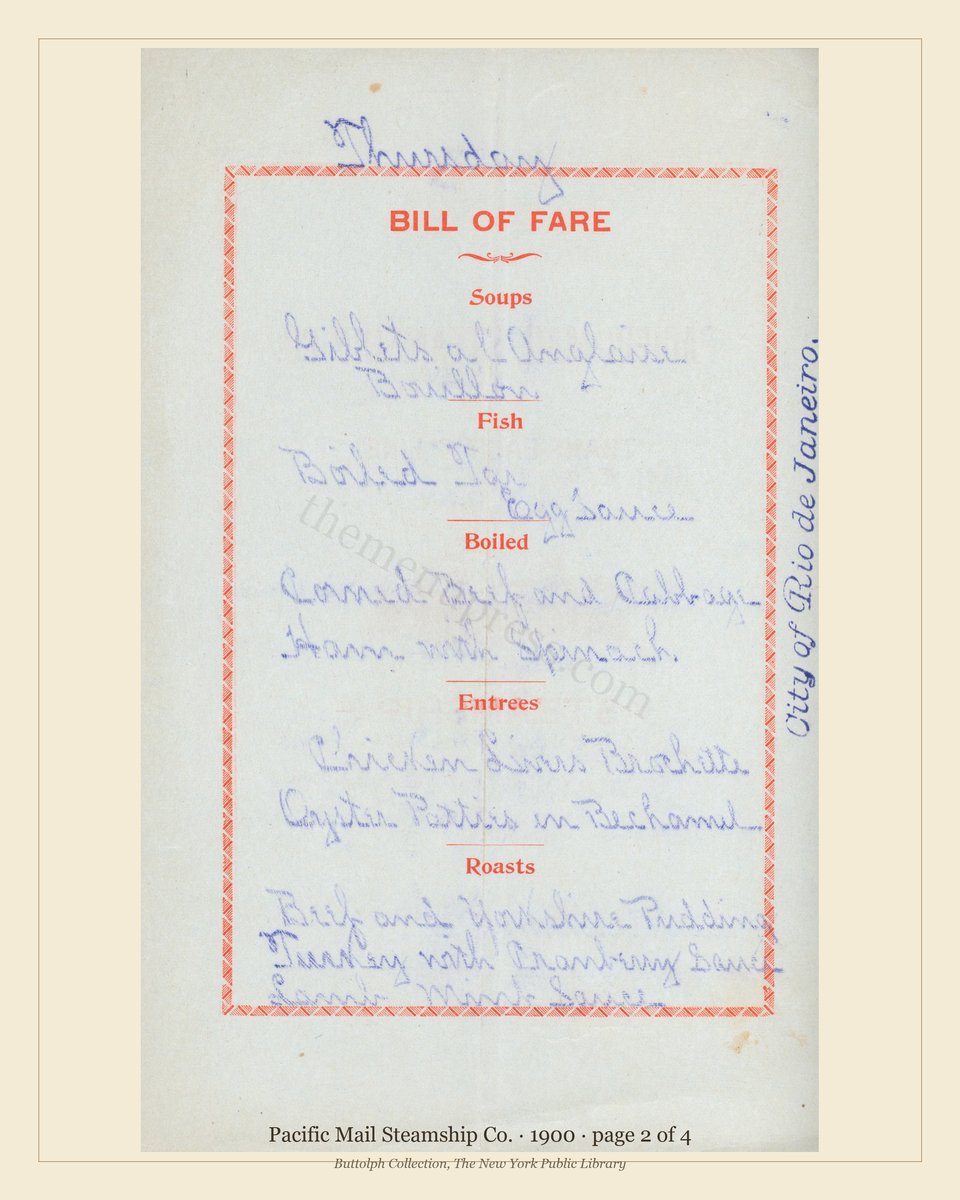 Vintage menu — page 2 of 4