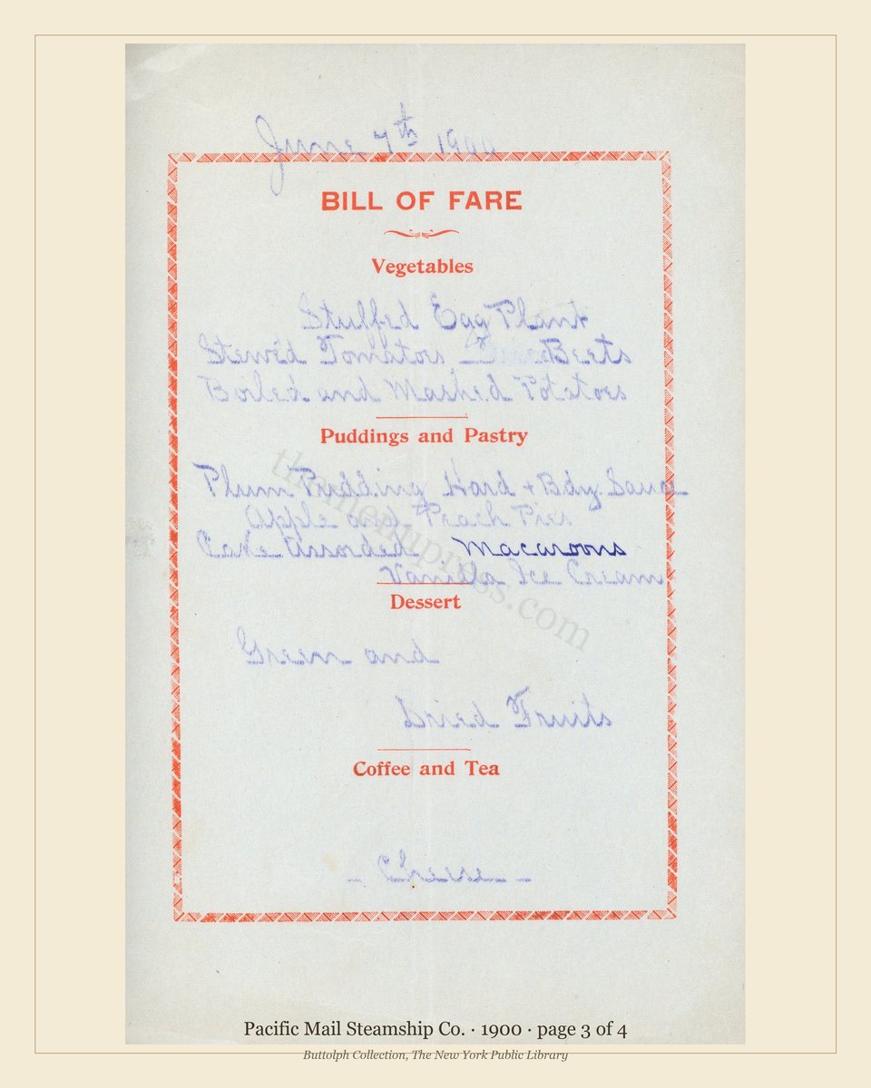 Vintage menu — page 3 of 4