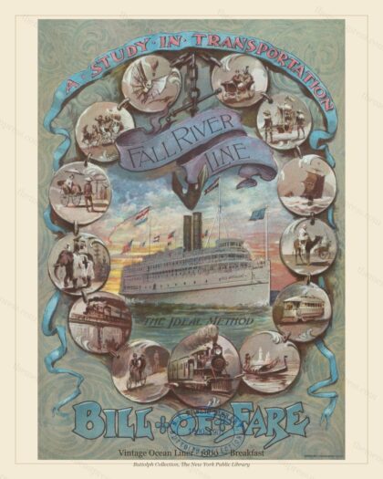 Vintage menu preview — 1900 Vintage Breakfast Menu — Vintage Ocean Liner, Transatlantic Ocean Liner Car