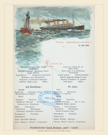Norddeutscher Lloyd, Bremen · 1900 — Lunch