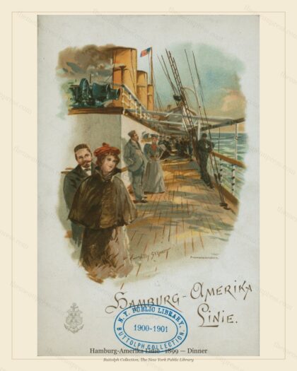 Vintage menu preview — 1899 Vintage Dinner Menu — Hamburg-Amerika Linie, Transatlantic Ocean Liner Card