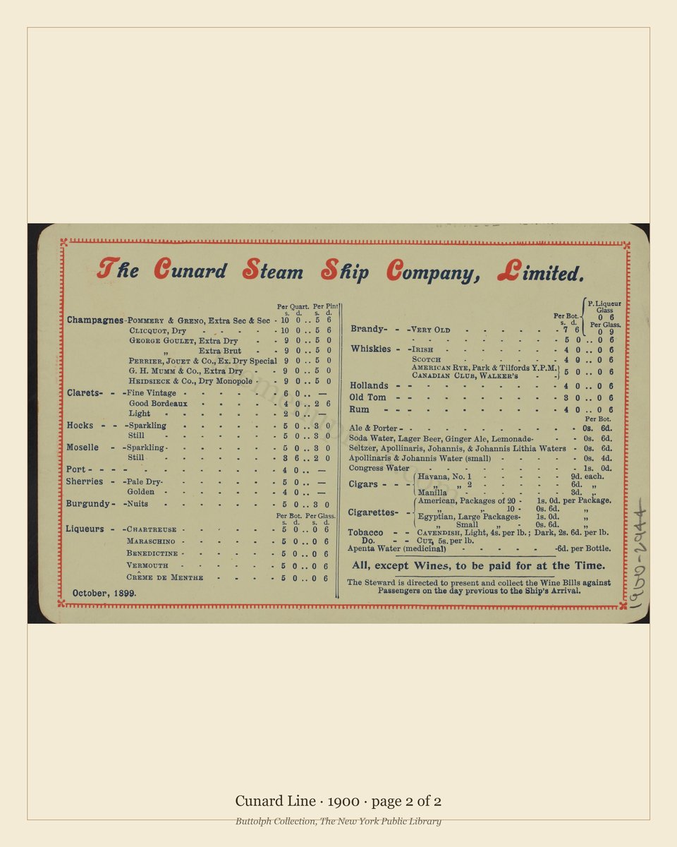Vintage menu — page 2 of 2