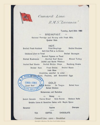 Cunard Line · 1900 — Breakfast
