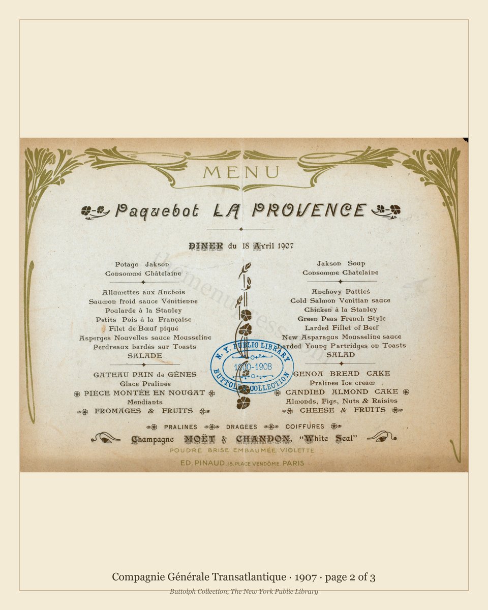 Vintage menu — page 2 of 3