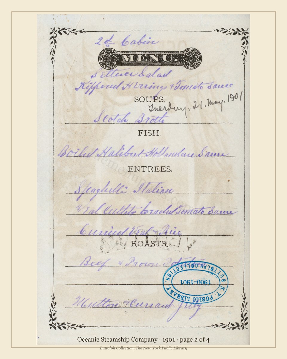 Vintage menu — page 2 of 4