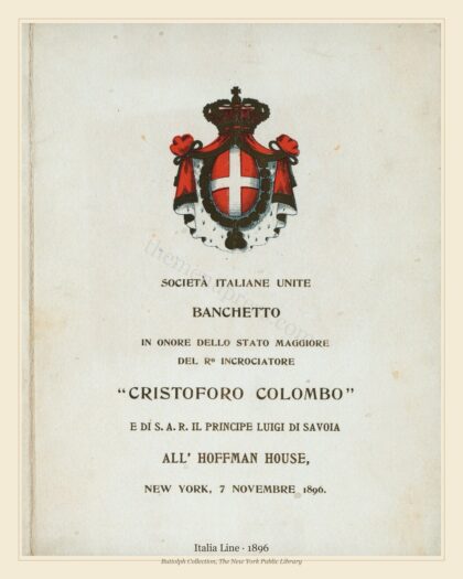 1896 Vintage Menu Menu — Italia Line, Transatlantic Ocean Liner Card — preview image