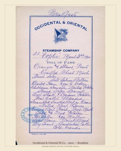 Occidental & Oriental SS Co. · 1900 — Breakfast