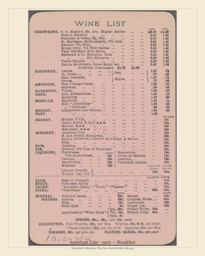 American Line · 1910 — Breakfast