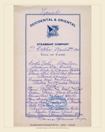 Occidental & Oriental SS Co. · 1900 — Lunch