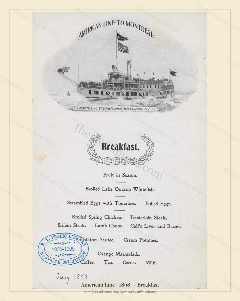 Vintage menu preview — 1898 Vintage Breakfast Menu — American Line, Transatlantic Ocean Liner Card (Com