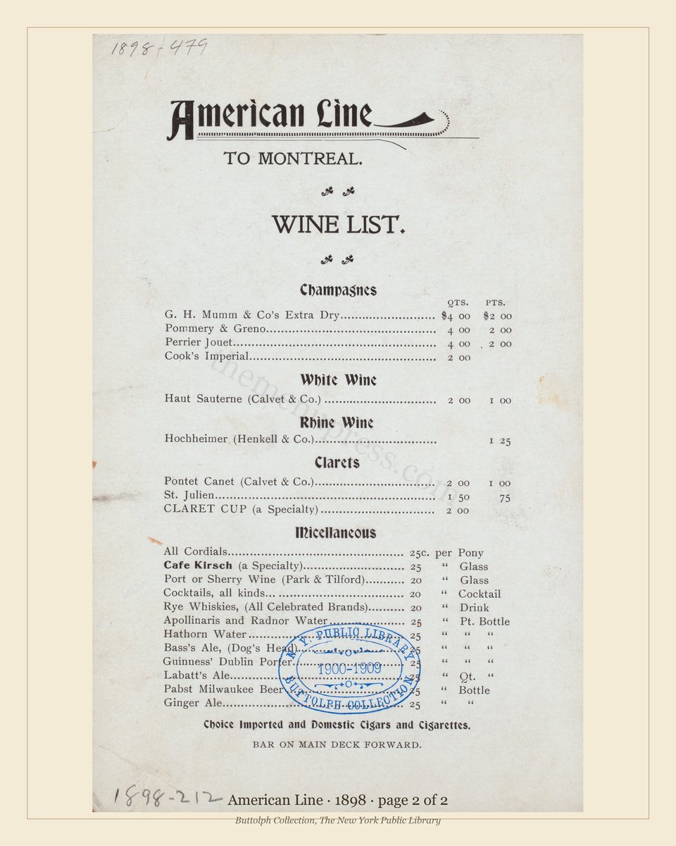 Vintage menu — page 2 of 2