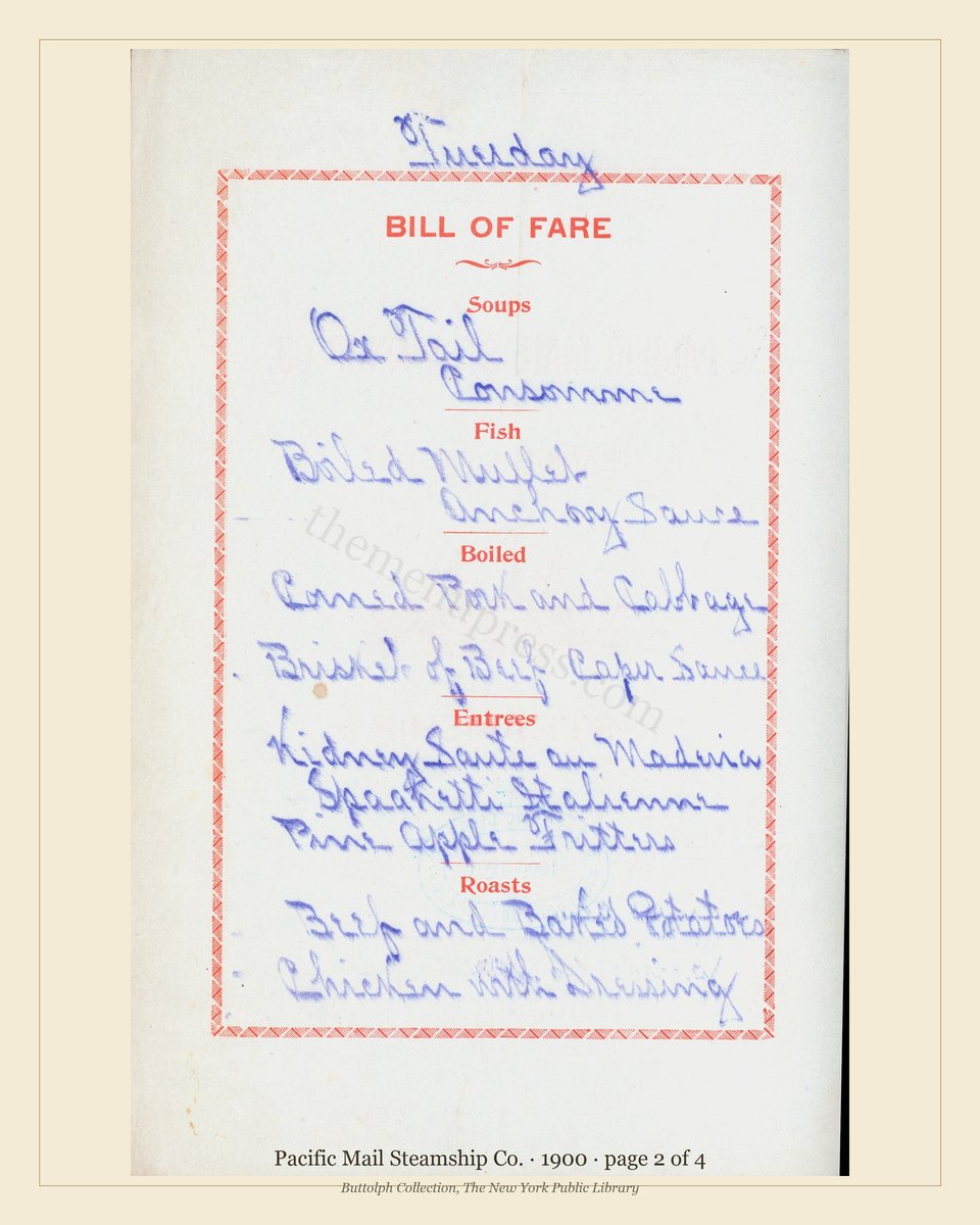Vintage menu — page 2 of 4