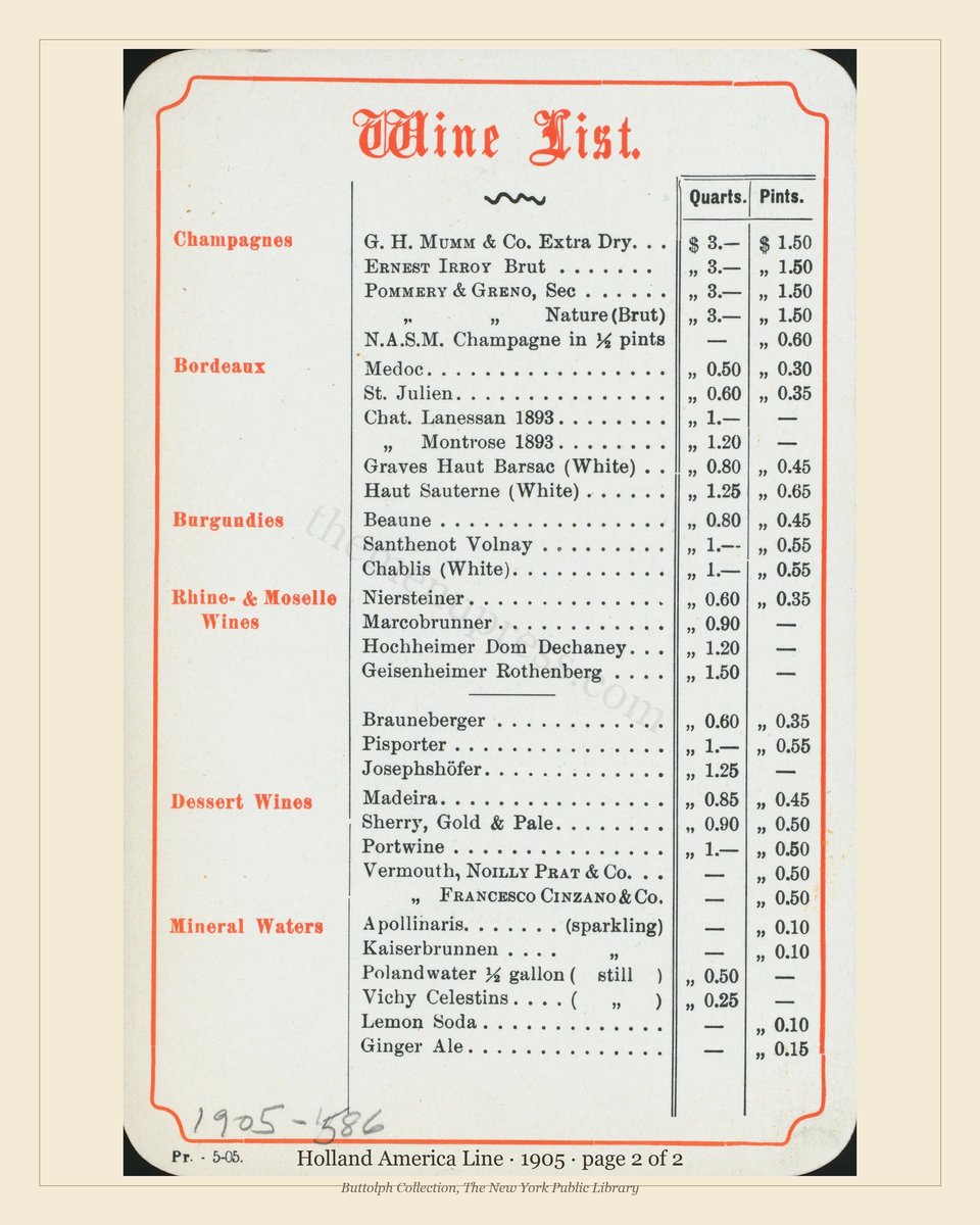 Vintage menu — page 2 of 2